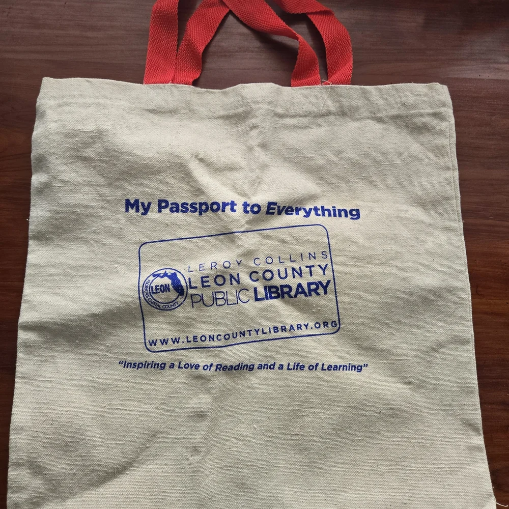 Canvas Tote Bag with Red Handles